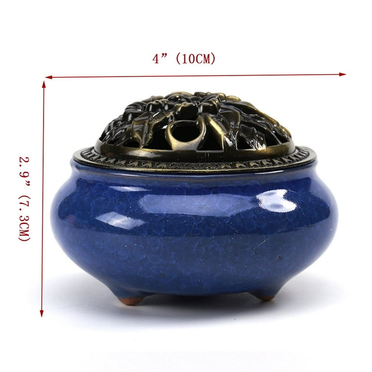 Ceramic Incense Burner with Incense Stick Holder + Insulation use for Stick  or Coil Incense, Sage Cones and Frankincense