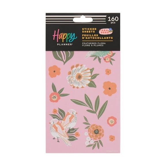 Happy Planner 10 Sheet Sticker Book (9” x 4.75”) Feathered Flora Theme 160 Stickers Total