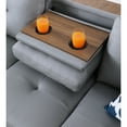thumbnail image 4 of Gray Faux Leather Sectional With & Storage, 3 , Medium-firm Seat To Damage, Cushion Back, Nail Head Trim Decoration, 2 Toss Pillows, Cup Holder Back Couch , Contemporary Texture, Detail, Throw, 4 of 5