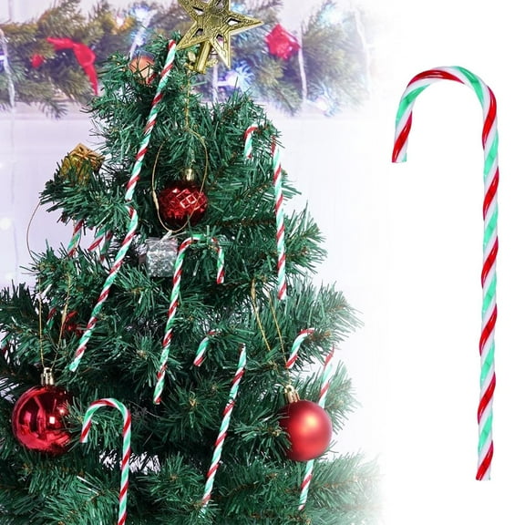EZPXFCI Christmas Candy Canes 6 inch Plastic Christmas Tree Hanging Ornaments Twisted Green Crutch Candy Canes for Xmas Home Indoor Outdoor Party Decoration (Green red White)