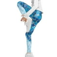 thumbnail image 4 of COEQINE Mermaid Scales Blue Gold Girls' Yoga Legging High Waist Sport Pants Buttery Soft Stretch Running Leggings, for 4-5 Years Kids Girls, 4 of 7