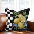 thumbnail image 2 of Summer Lemon Throw Pillow Cover Farm Fruit Floral Leaf Black White Plaid Retro Cotton Linen Cushion Cover Throw Pillow Case with Invisible Zipper for Couch Sofa Bed Chair Car 24x24 Inch, 2 of 14