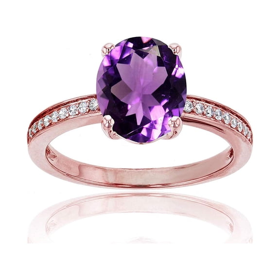 Decadence 10K Rose Gold 0.10 CTTW Round Diamond Channel Set & 10x8 Oval Gemstone Engagement Ring