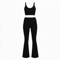 thumbnail image 6 of KPOPLK 2 Piece Workout Sets for Women High Waist Yoga Flare Legging with Color Block Sport Tank Tops for Athletic Gym Outfits Black L, 6 of 8