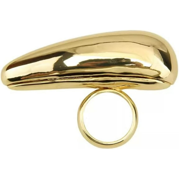 Chunky Gold Waterdrop Statement Ring for Women Exaggerated Geometric Knuckle Ring Stackable Thick Band Minimalist Wedding Promise Ring Polished Dome Jewelry Unique Personalized Accessories Size 8