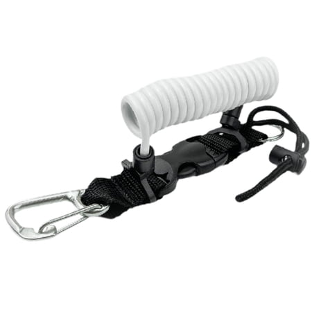 Luwecf Diving Coil Lanyard Spring Coiled Camera Lanyard Metal with Hook Freediving Rope White