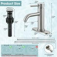 thumbnail image 3 of Wowkk Sanitary Ware Bathroom Faucets Stainless Steel Single Handle Bathroom Sink Faucet with Pop up Drain and PEX Encrypted Hose, Modern Bathroom Faucets for Sink 1 or 3 Holes, Brushed Nickel, 3 of 11
