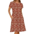 thumbnail image 4 of UVN Womens Summer Dresses Short Petal Sleeve Crew Neck Midi Sundress for Women A-Line Flowy Dress with Pocket, 4 of 9
