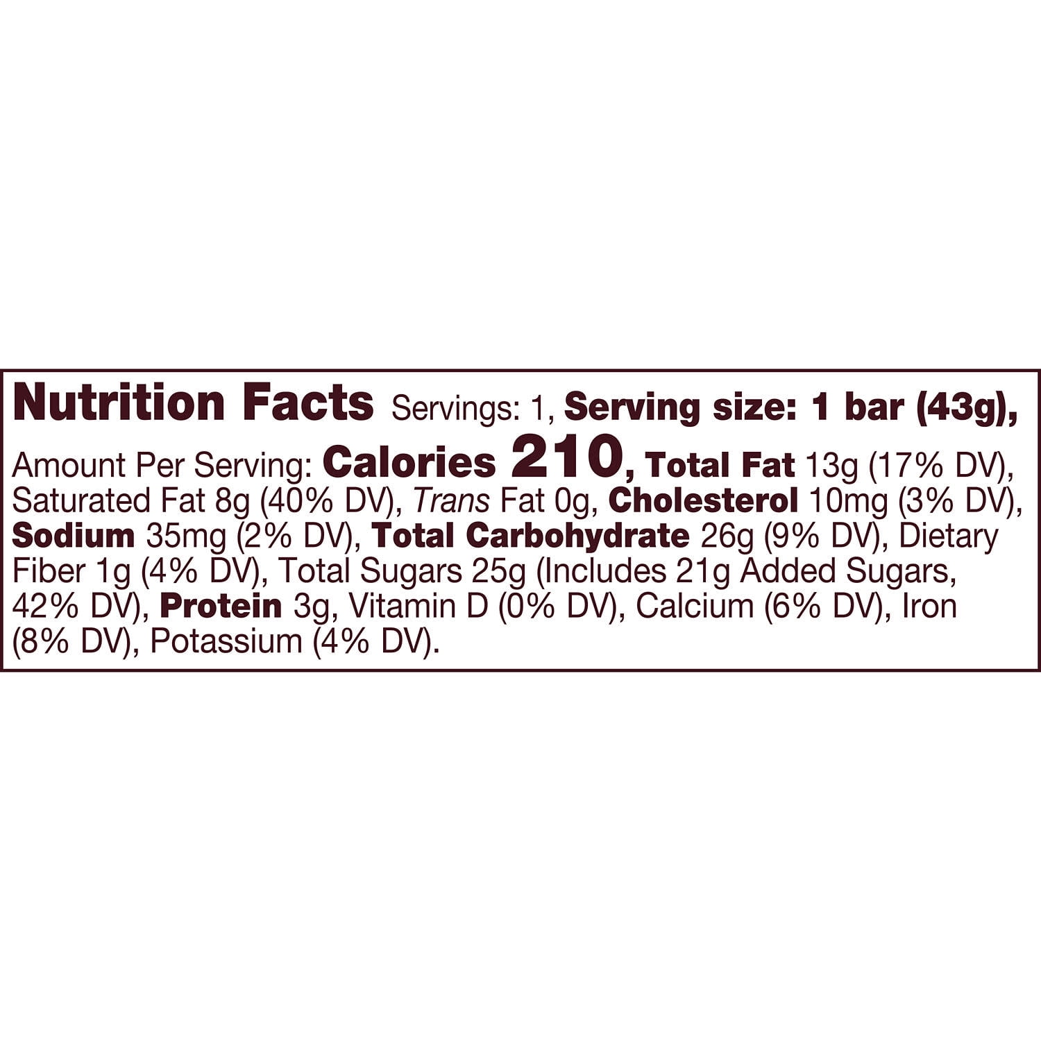 Hershey's Milk Chocolate Candy, Bar 1.55 oz