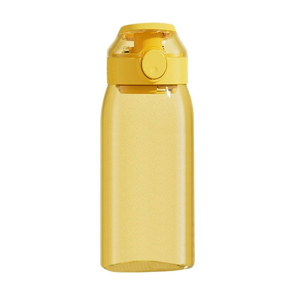 Yellow Large Capacity Sports Water Bottle With Leakproof Cover And Hand Strap For Gym Outdoor And Office Use 19.6Oz