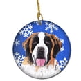 thumbnail image 1 of Saint Bernard Winter Snowflakes Holiday Ceramic Ornament, 1 of 1