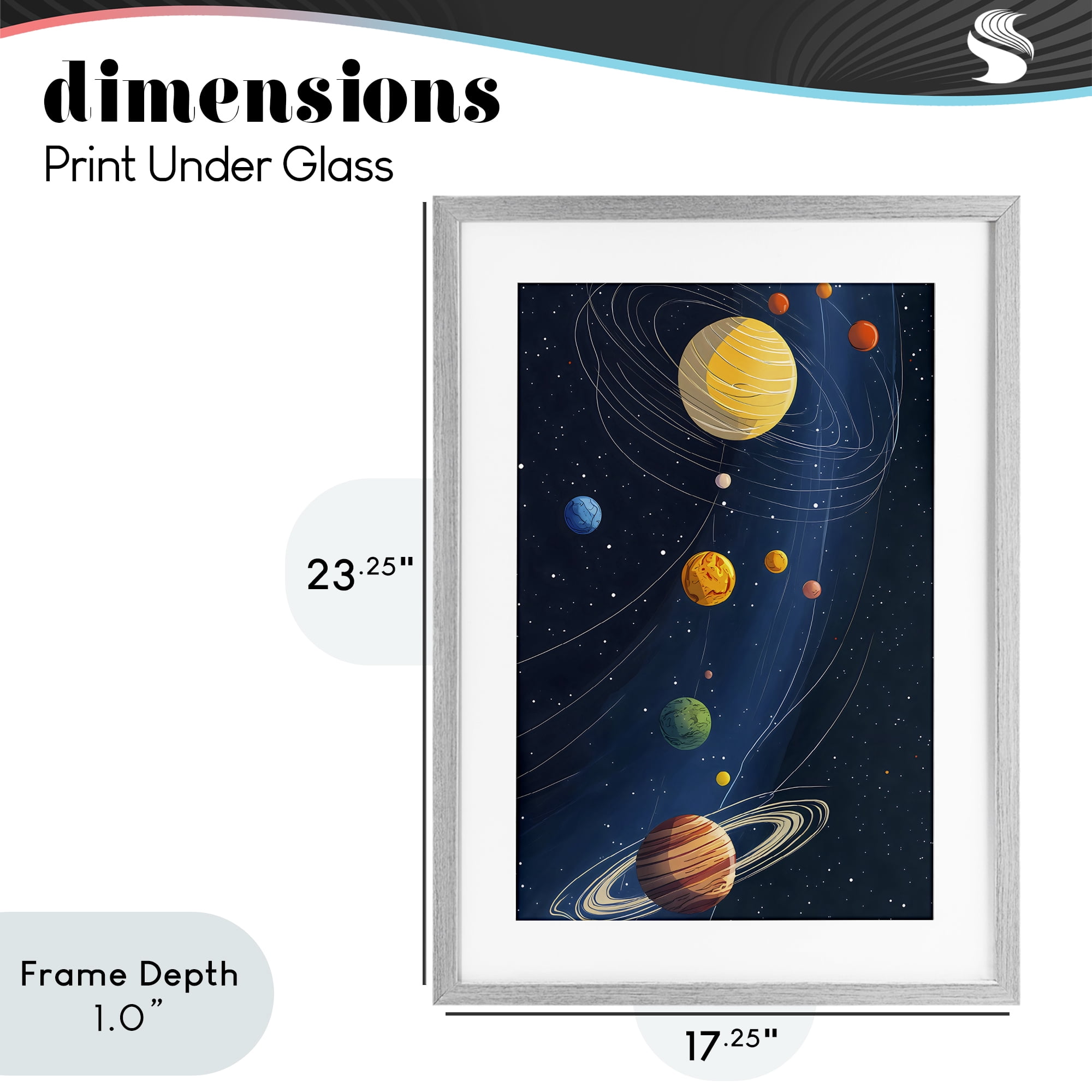 Stupell Industries Planets Aligned in Celestial Orbit Gray Framed Print Under Glass, design by Creative Studio