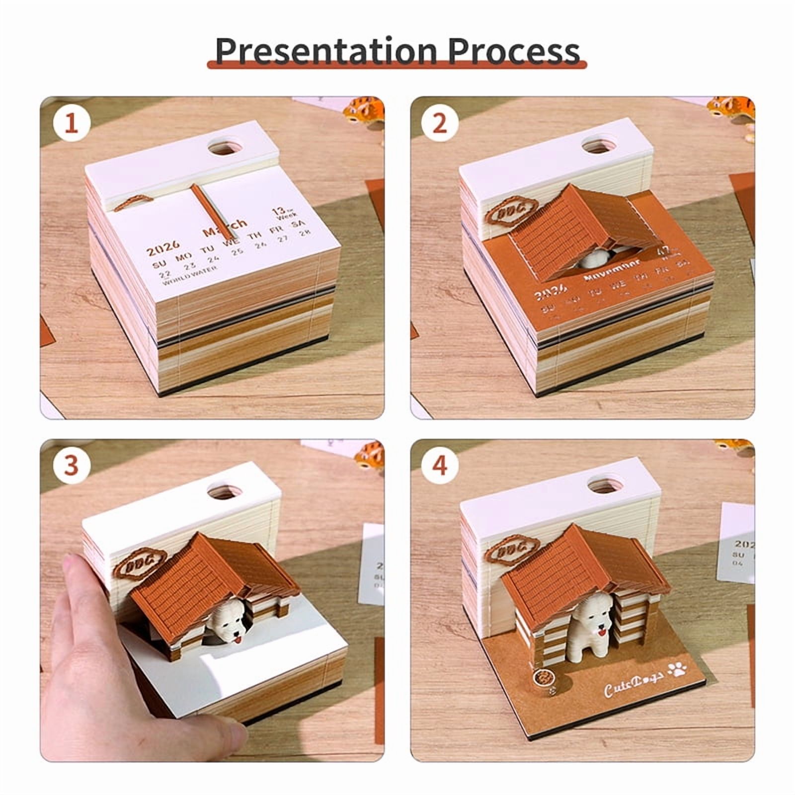 Time Piece Calendar 2026 Desk Calendar 3D Tear-away Calendar Paper Carving Art Pad Notepad Gift For Christmas Housewarming