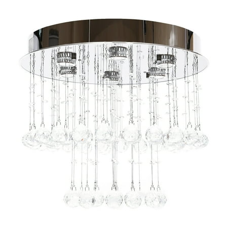 

OUKANING LED K9 Clear Luxury Pendant Lamp Crystal Chandelier Ceiling Light 3 Color Round 50CM