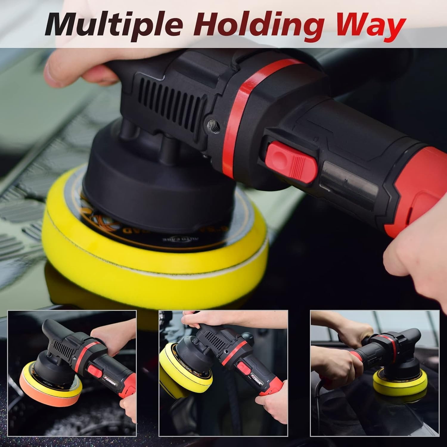 Buffer Polisher,6 inch Dual Action Polisher,Random Buffer Polisher kit with 6 Variable Speed 1000-4500rpm,Detachable Handle,4 Buffing Pads for  detailing Polishing and Waxing