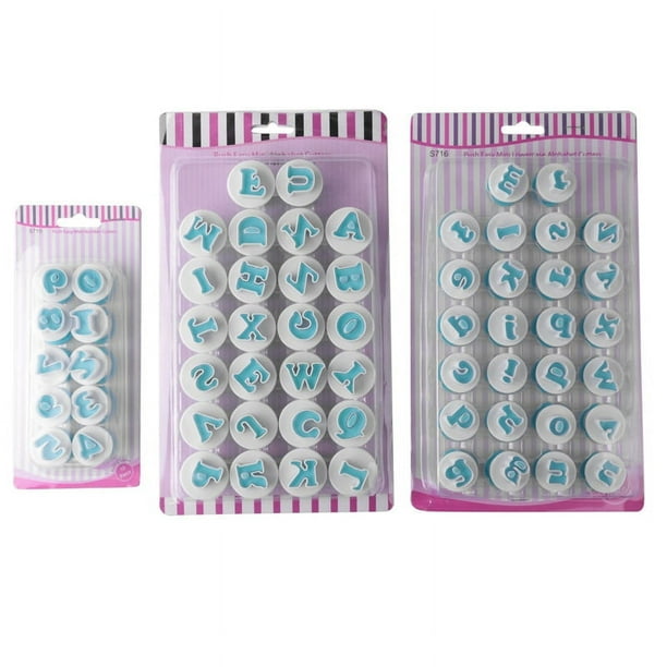 Juego de 26 moldes de plástico para fondant de tartas con forma de letras mayúsculas y minúsculas y 10 números (3 juegos/lote)
