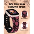 thumbnail image 4 of Wearlizer Halloween Skull Engraved Band Compatible with Apple Watch Band 40mm 38mm 41mm 49mm 45mm 44mm 42mm Women, Two-Tone Skull Cute Soft Silicone Sport Strap for iWatch Series 9 8/7/6/5/4/3/2/1/SE, 4 of 6