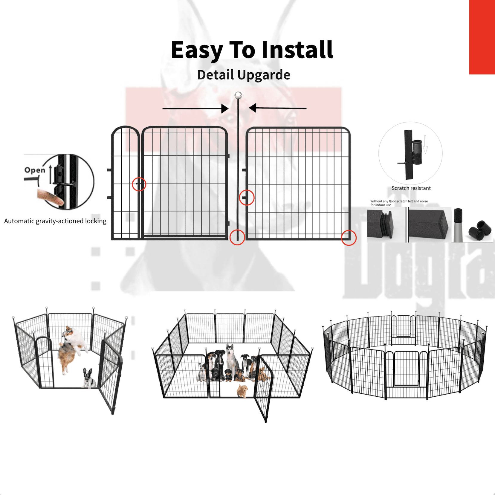 IGOOUO 24-Inch Portable Metal Outdoor Indoor Puppy & Small Dog Playpen with Easy-Carry Straps (4-Pack)