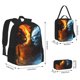 thumbnail image 2 of Disketp Red And Blue Fire Skull Warrior Mochila Estampada de Gran Capacidad con Lonchera y Estuche, Set de 3 Piezas para Estudiantes, 2 of 7