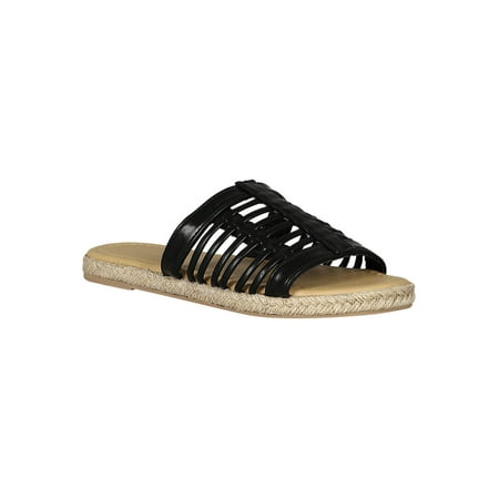 

Women Leatherette Open Toe Caged Espadrille Slide Sandal 18475