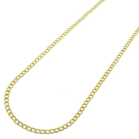 14k Yellow Gold 16 Necklace - 14k Yellow Gold 2mm Hollow Cuban Curb Link Necklace Chain 16