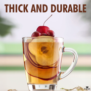 Lav Vega Clear Glass Coffee Tea Mugs Set of 6, Teacups with Handle, Coffee Service Set, 8.5 oz