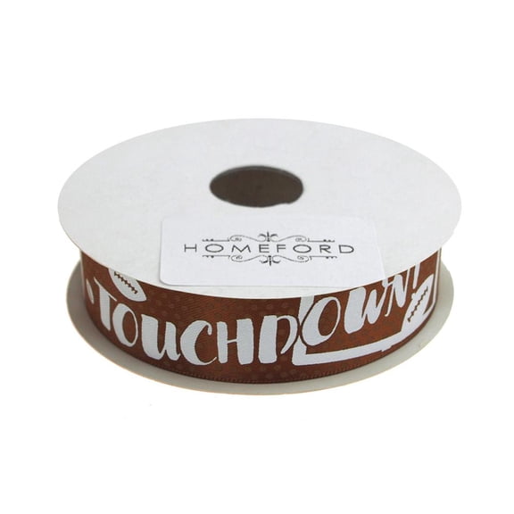 homeford football touchdown satin ribbon, brown, 7/8-inch, 4-yard