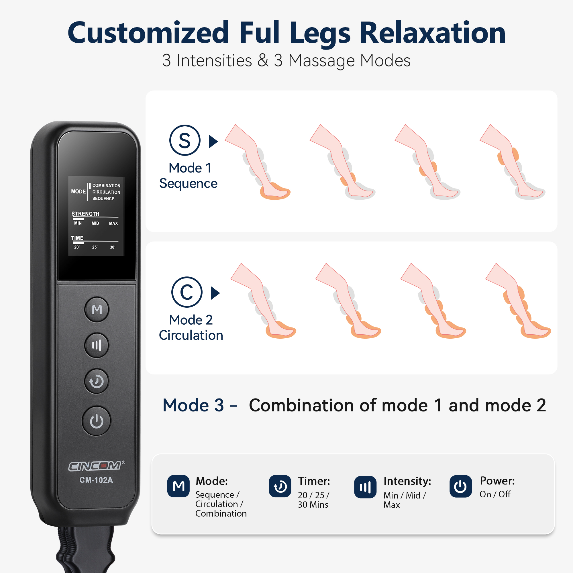 CINCOM Leg Compression Boots Massager with Heat, Calf Knee Foot Massager for Circulation and Pain Relief