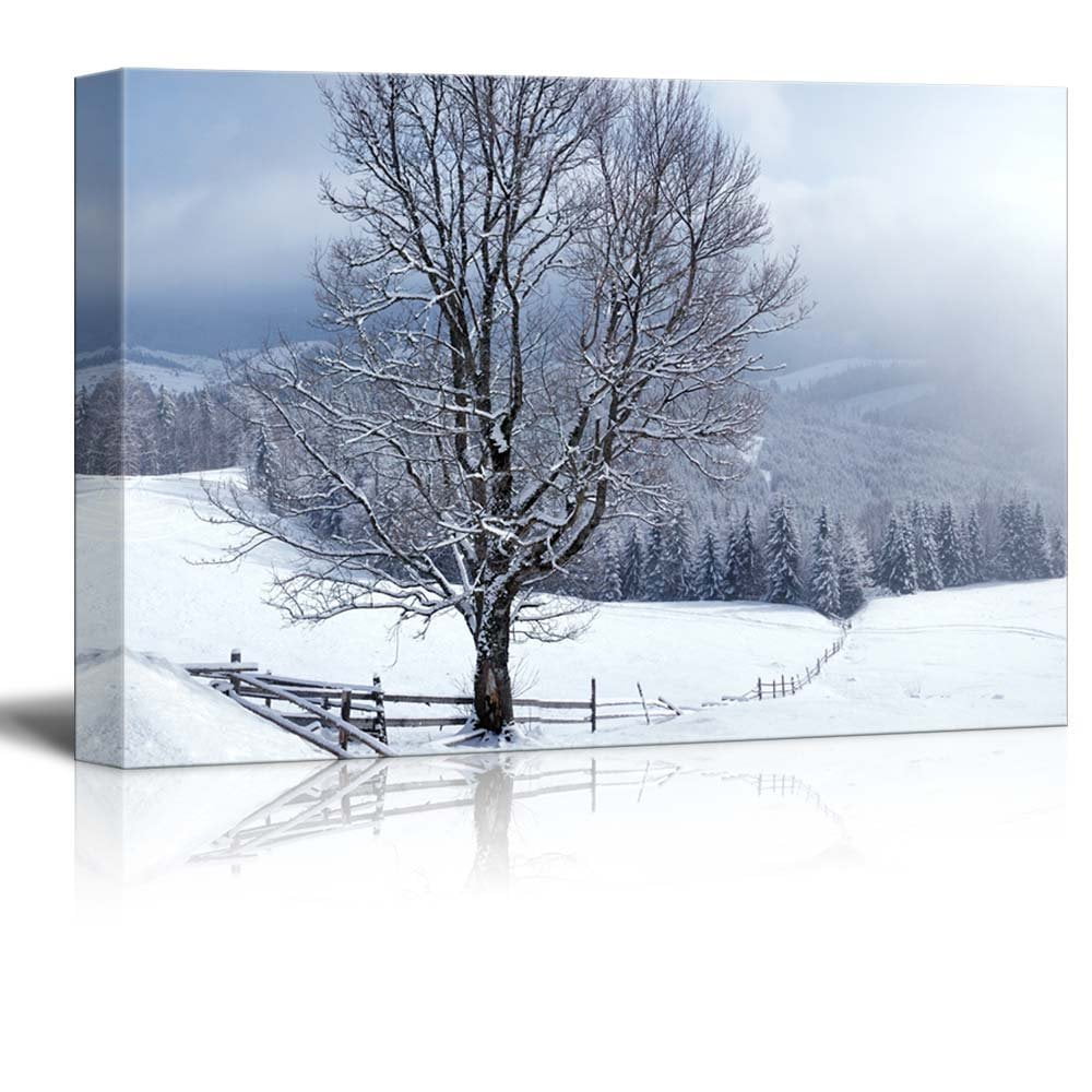 Canvas Prints Wall Art Beautiful Winter Landscape with Snow Covered