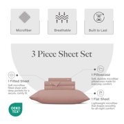 Modern Threads 3-Piece Solid Rose Microfiber Bed Sheet Set, Twin