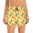 thumbnail image 2 of Rateoe Cartoon Duck Printed 2 in 1 Women's Workout Shorts for Athletic Gym Running Shorts with Phone Pockets-Large, 2 of 7