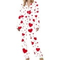 thumbnail image 4 of snilers Lounge Sets for Women 2 Piece Pajama Set Fashion Hearts Print Long Sleeve Button Down Shirts and Straight Leg Pants Matching Pjs Set Valentine's Day Clothes, 4 of 8