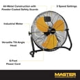 thumbnail image 3 of Master High Velocity Portable Industrial Metal Floor Fan, 20 Inch, Black/Yellow, 3 of 8