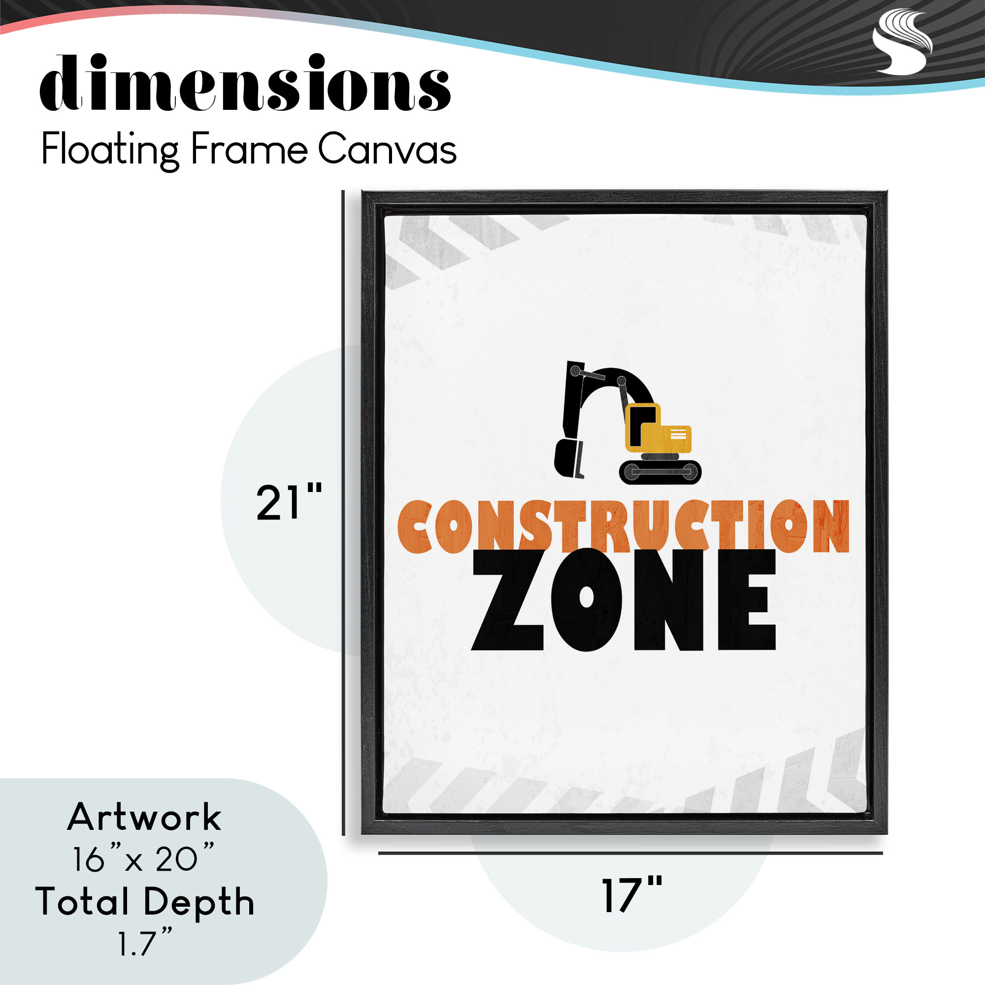 Construction Zone Minimal Black Framed Floater Canvas Wall Art, design by Kim Allen