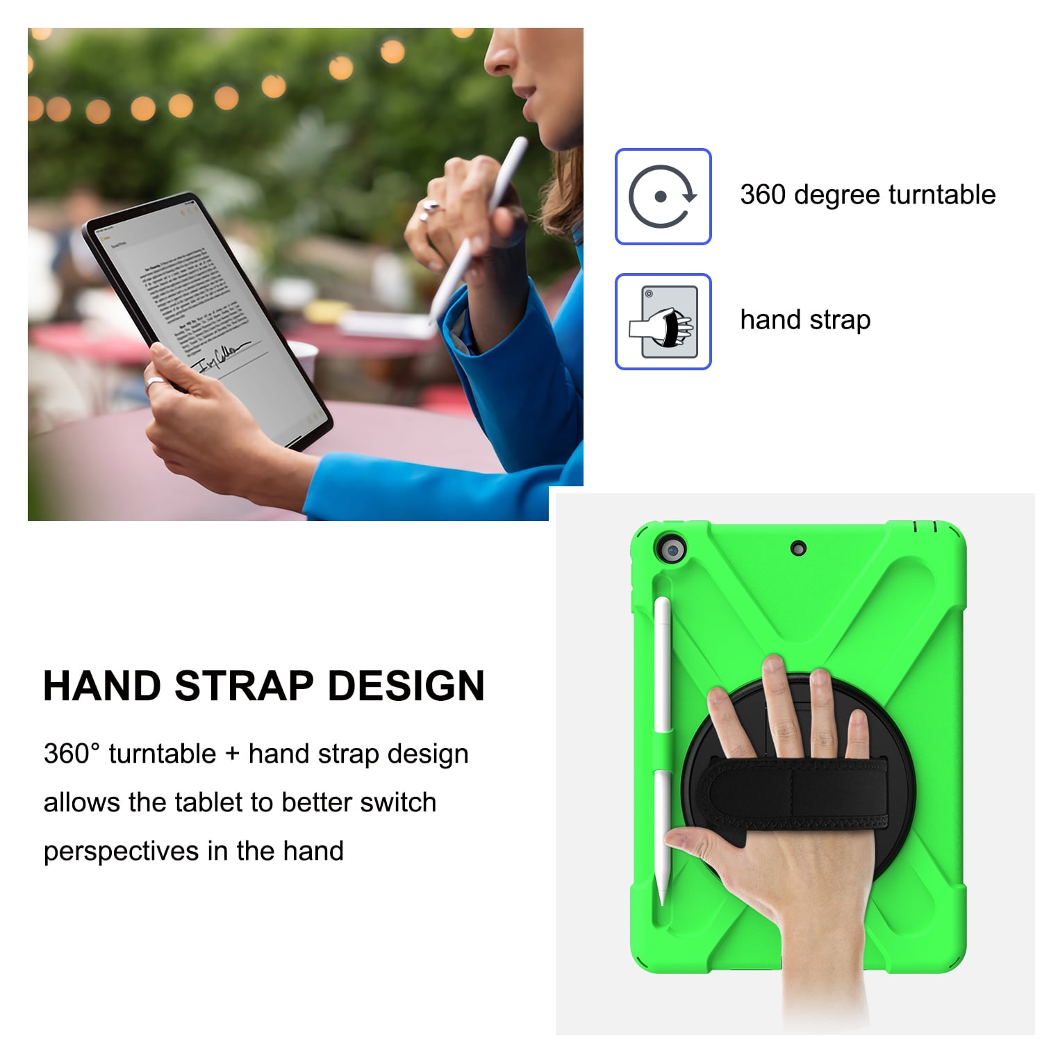 KIQ iPad 8th 7th Generation Case 10.2 inch 2019/2020, Shockproof Rugged Military Grade Case for Apple iPad 10.2 7th/8th Gen [Green]
