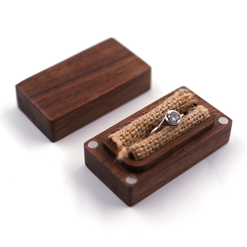 Wood Ring Bearer Box Wedding Engagement Ring Holder Box Jewelry Box  Favor Gift 
