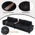 thumbnail image 4 of 133" Modular Sectional Sofa with USB Ports, 4 Seater Corduroy Cloud Couch with Storage Armrest and Flip-Top Cup Holders for Living Room, Black, 4 of 7
