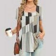 thumbnail image 1 of Hauts pour Femmes Hauts d'Été pour Femmes 2023 Mode Imprimée Décontractée Col en V Manches Courtes T-Shirt Ample Blouse Hauts Blanc L, 1 of 5