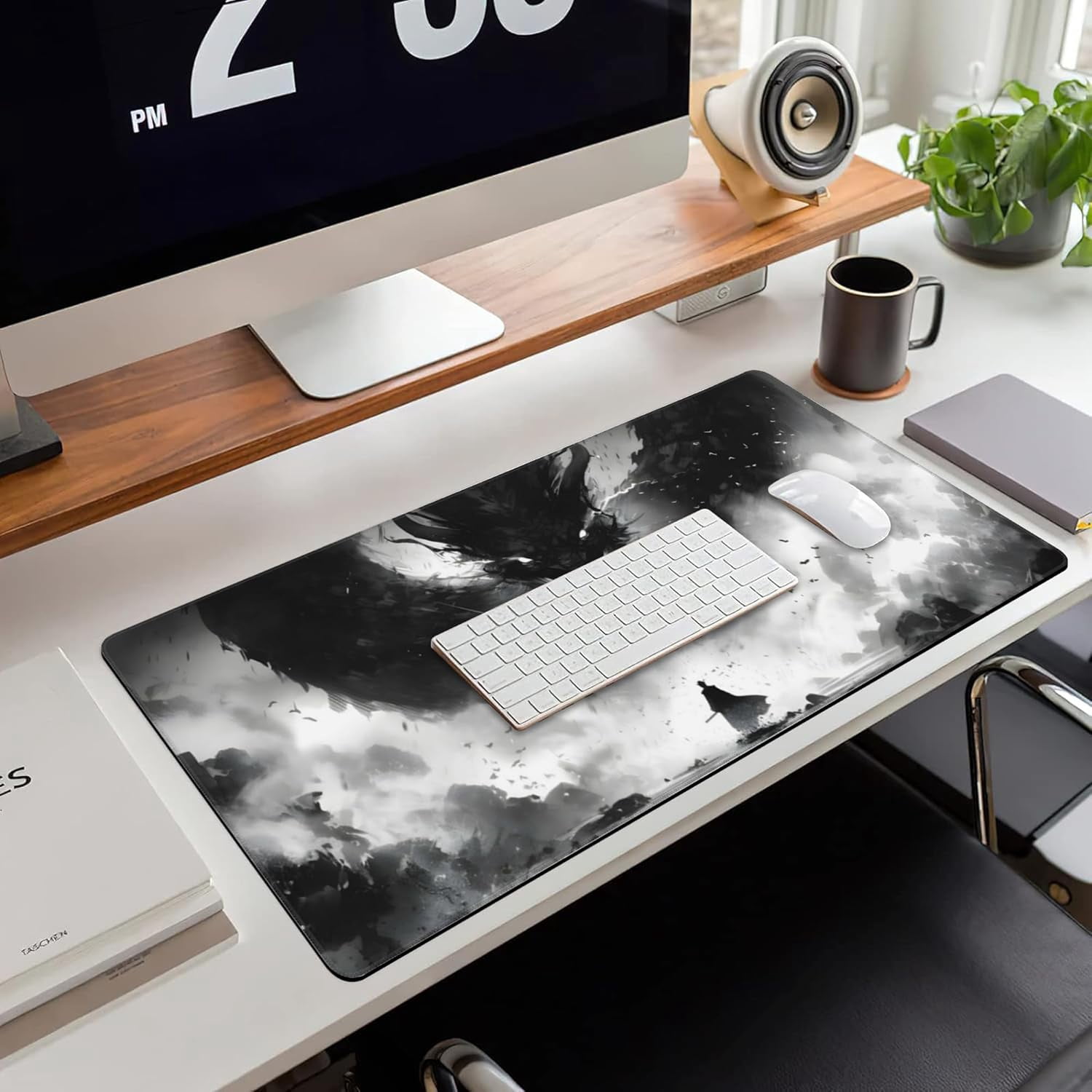 Extended Large Gaming Mouse Pad, Horror Anime Manga Large Desk Mat for Desktop XXL, Non-Slip Rubber Base Stitched Edges Long Computer Keyboard Desk Pad Mouse Mat for Gaming Home Office 35.4"X15.7"