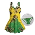 thumbnail image 3 of FOR U DESIGNS Girls' Sleeveless One-Piece Swimsuit Sleeveless Bathing Suit Swimwear Skirted Bathing Suit for 3-13 Years, Jamaica Flag Leopard, 3 of 7