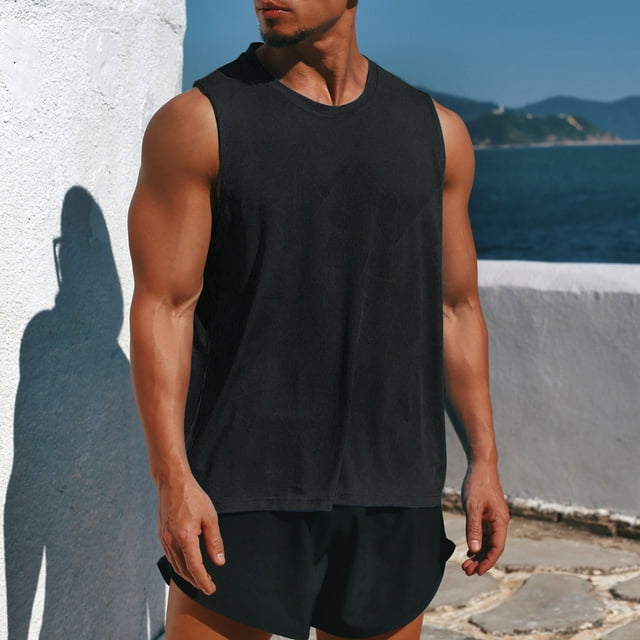 Camiseta sin mangas atlética para hombre, sin mangas, camisetas elásticas de secado rápido, entrenam Abanopi Chaleco deportivo