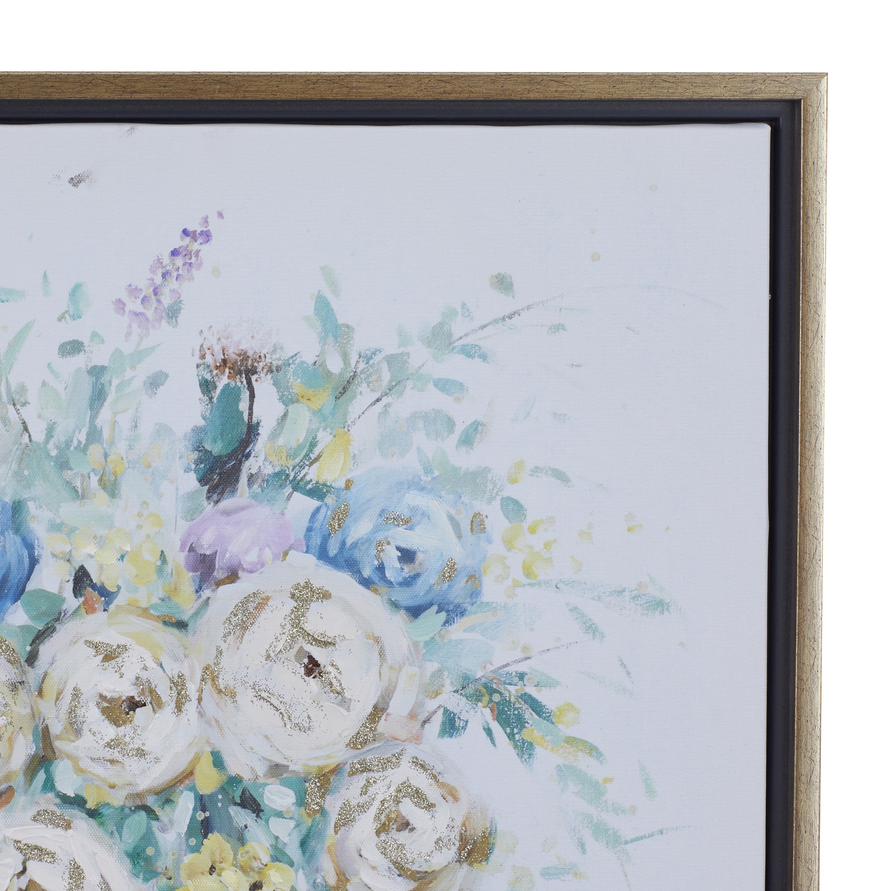 24" x 24" Bouquet Floral Framed Wall Art with Gold Frame, by DecMode