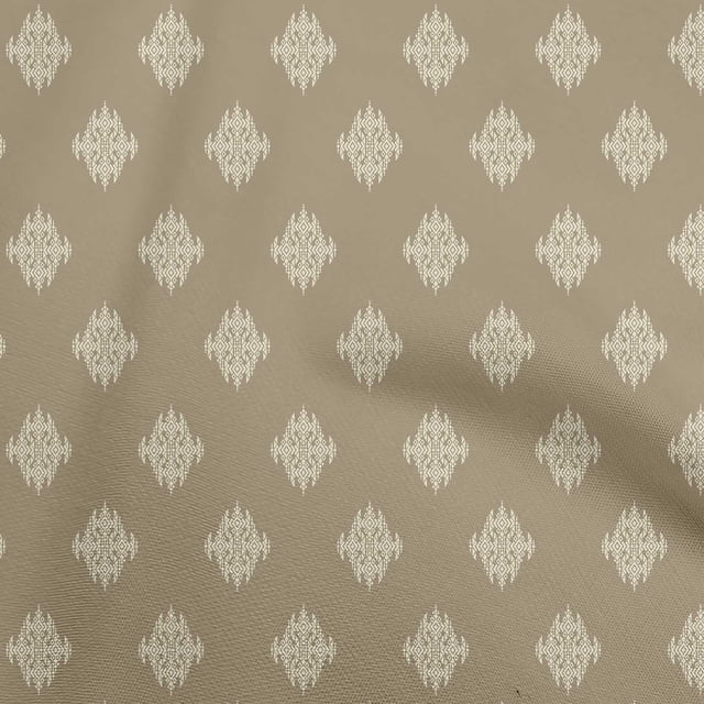 oneOone Georgette Viscose Light Brown Fabric Geometric Craft Projects Decor Fabric Printed By The Yard 42 Inch Wide