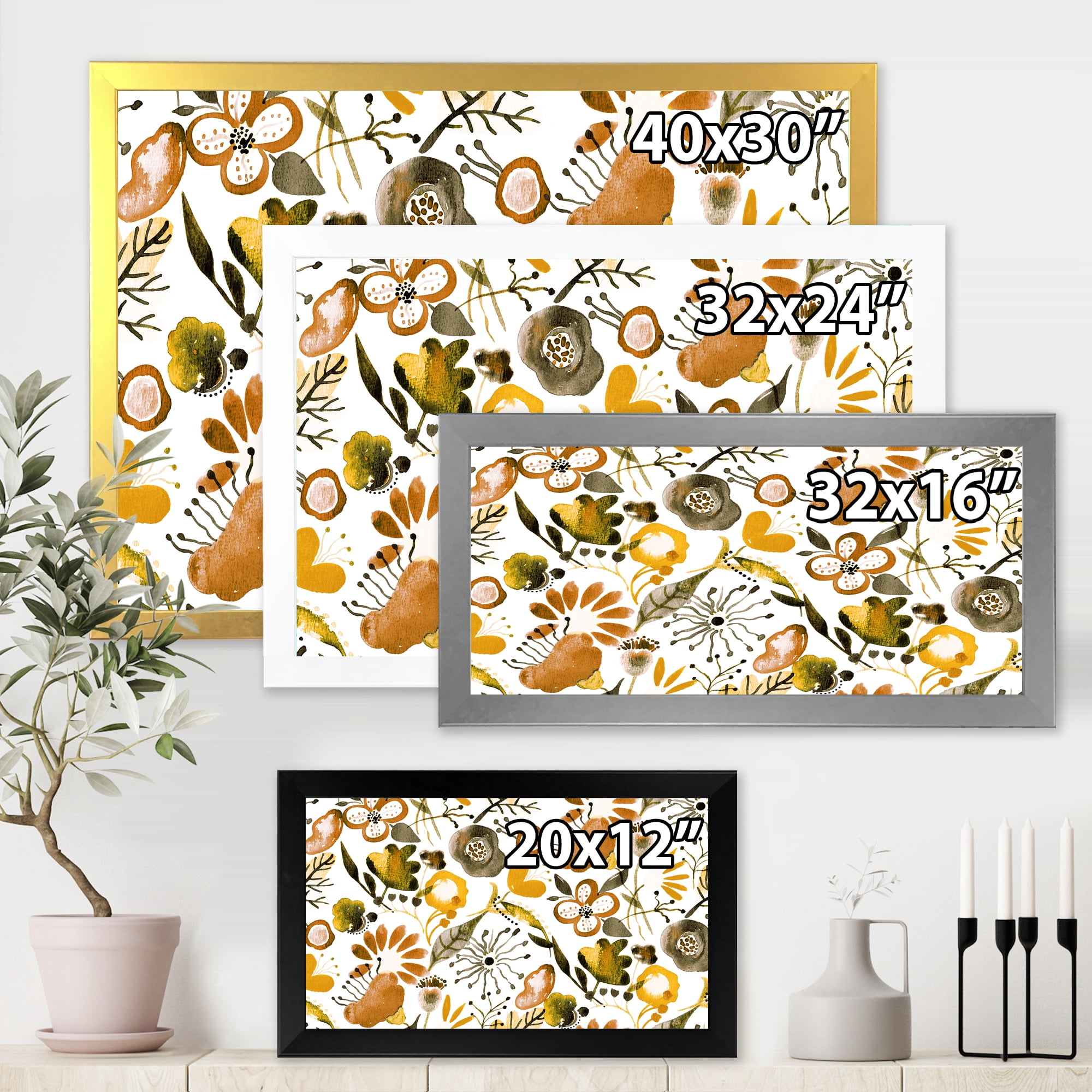 Designart 'Vital Abundance Of Wildflowers I' Modern Framed Art Print