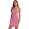 thumbnail image 4 of DOPI Women's Knit Beach Cover Up Dress Square Neck Spaghetti Strap Stripe Sleeveless Cami Coverup Striped Tank Top Curve Dress, 4 of 6