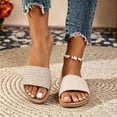 thumbnail image 5 of Samdudou Plus Size Slide Sandals for Women Woven Single Band Flat Slip On Shoes Braided Texture Jute Style Sole Minimalist Open Toe Footwear for Lounging, 5 of 7