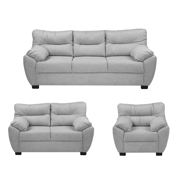 Sala 3-2-1 Dicasa Monza (Sofá, Love Seat y Sillón) Gris para Sala
