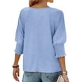 thumbnail image 4 of UVN Crewneck Blouse for Women Summer 3/4 Sleeve T-Shirts Casual Tees Ladies Loose Tops, 4 of 8