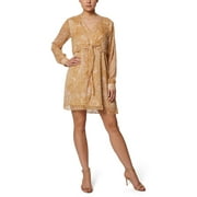 Laundry V-Neck Long Sleeve Tie Front Paisley Print Chiffon Dress-MULTI / 2