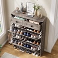 thumbnail image 2 of Conate Armoire de Rangement pour Chaussures avec 2 Tiroirs Basculants et 2 Tiroirs, Armoire à Chaussures Mince Style Ferme pour Entrée, Gris, 2 of 9